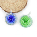 Good Quality Flat Round Heady Gold Sand Fashion Lampwork Glass Flower Pendants 12pcs/box, MC0079